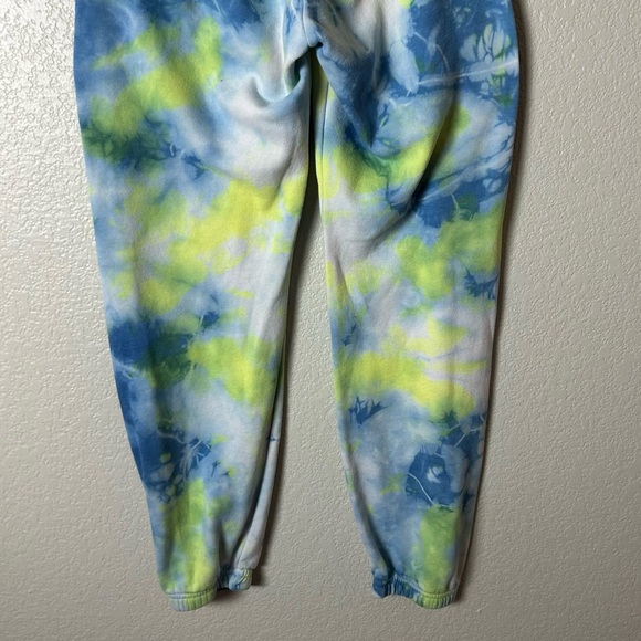 Aviator Nation Hand Dyed Sweatpant in Tie Dye Neon Yellow Green Blue - Picture 12 of 15